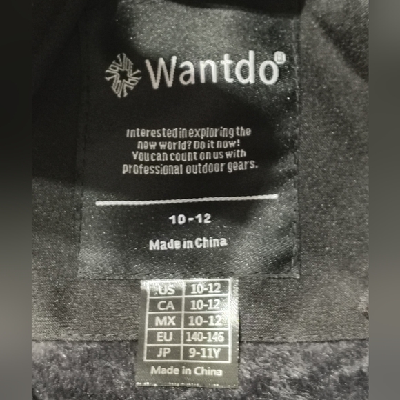 Wantdo Kids' Black Fleece-Lined Winter Parka (Size 10-12) Black Faux Fur Hood - Picture 16 of 16